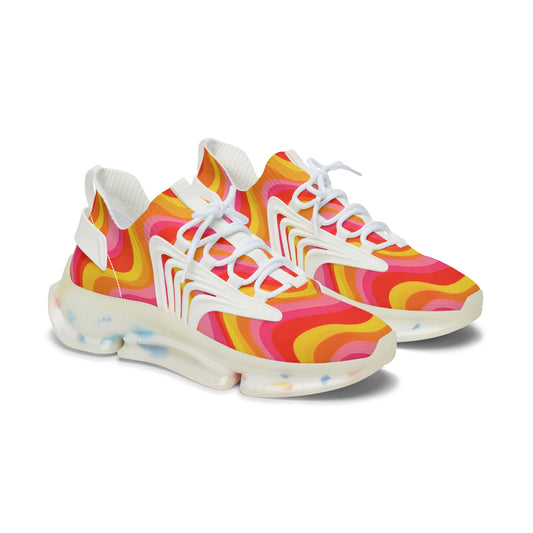 Women's Retro Wave Mesh Sneakers — Colorful 70s-Inspired Athletic Shoes