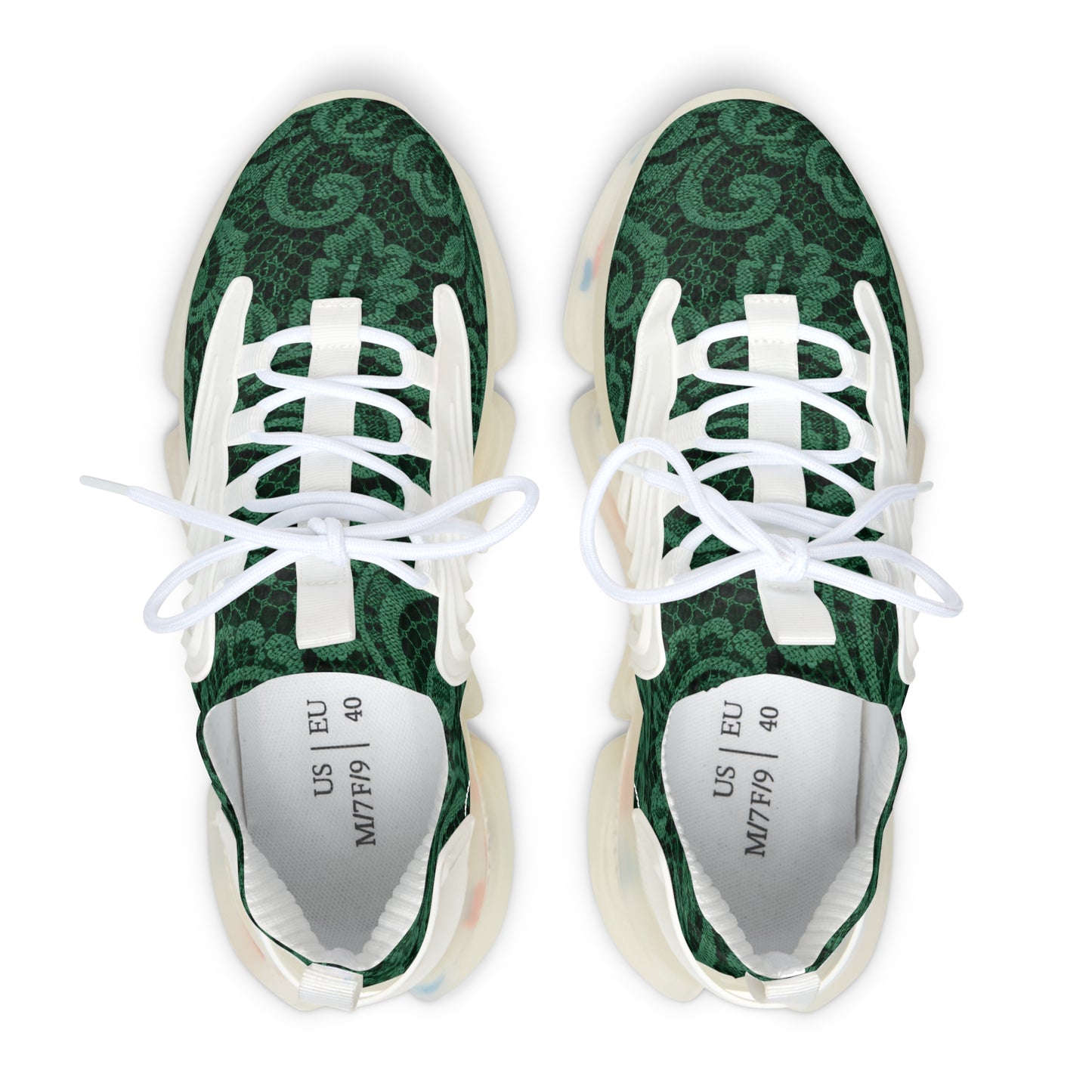 Eco-Friendly Women's Mesh Sneakers - Stylish Green Floral Design