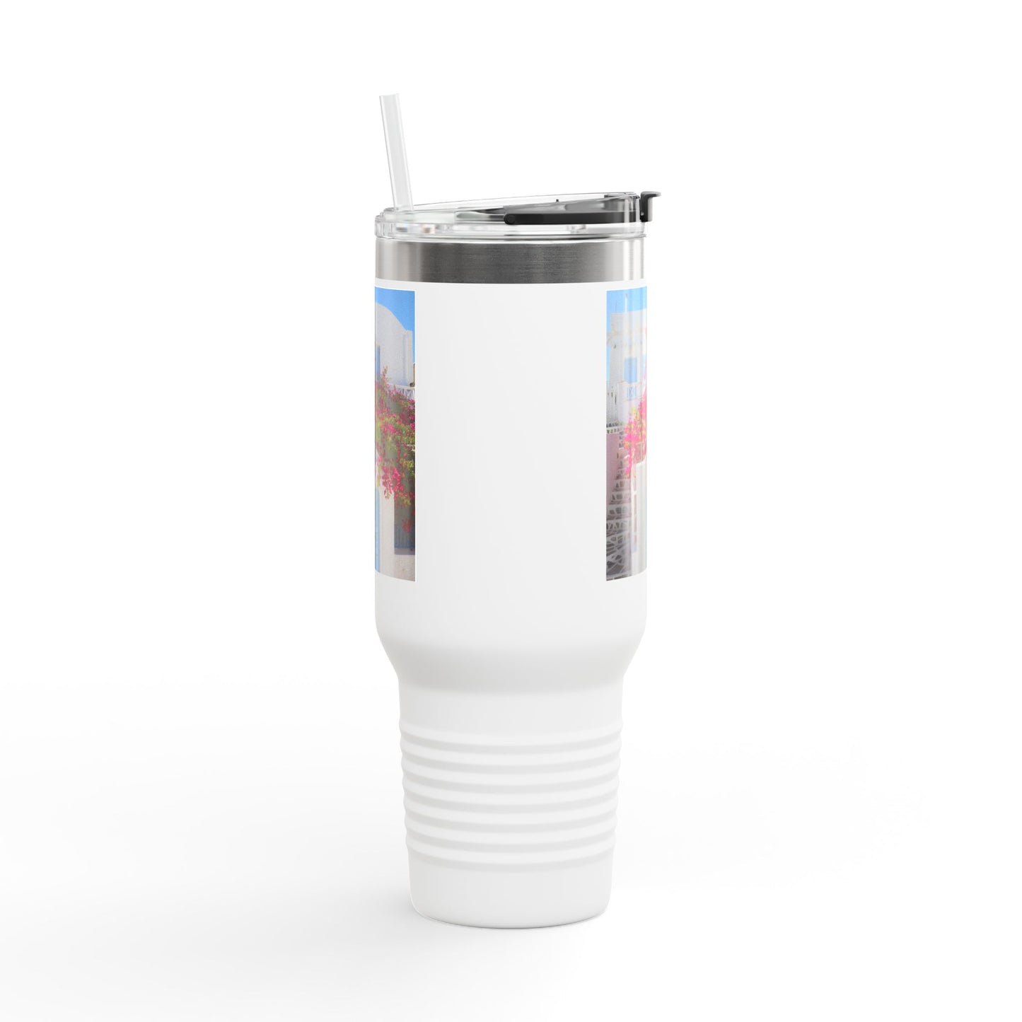 Oia Santorini Blue Door Travel Mug — 40oz Insulated Tumbler Greek Gift