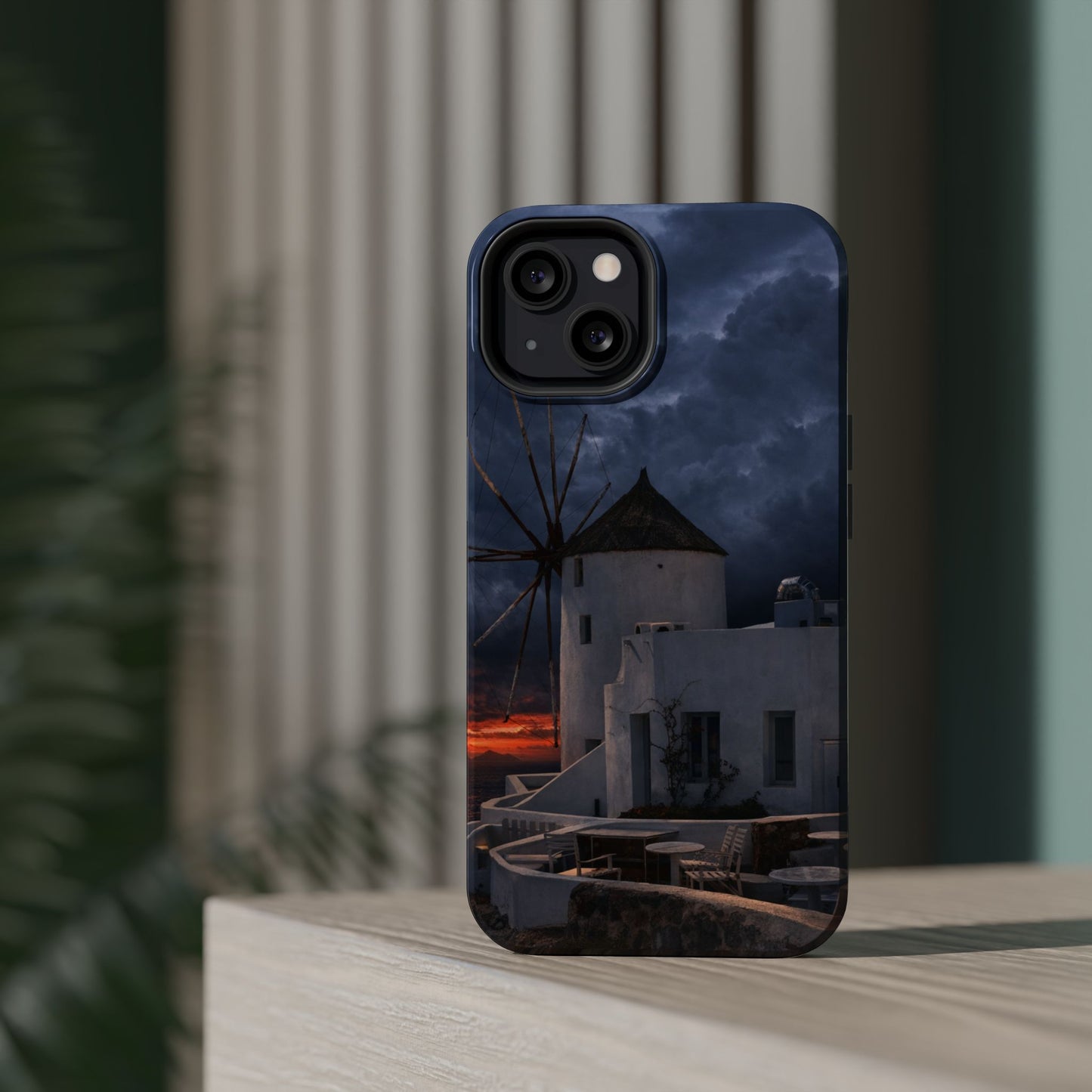 Santorini Windmill Sunset phone case | Magnetic impact-resistant case Greek Island Travel Gift