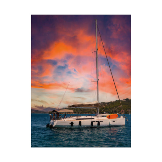 Sailboat Sunset Rolled Poster | Nautical Wall Art, Marina Sunset Print