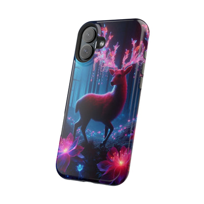Magnetic Impact-Resistant Phone Case — Neon Fantasy Deer Forest Design