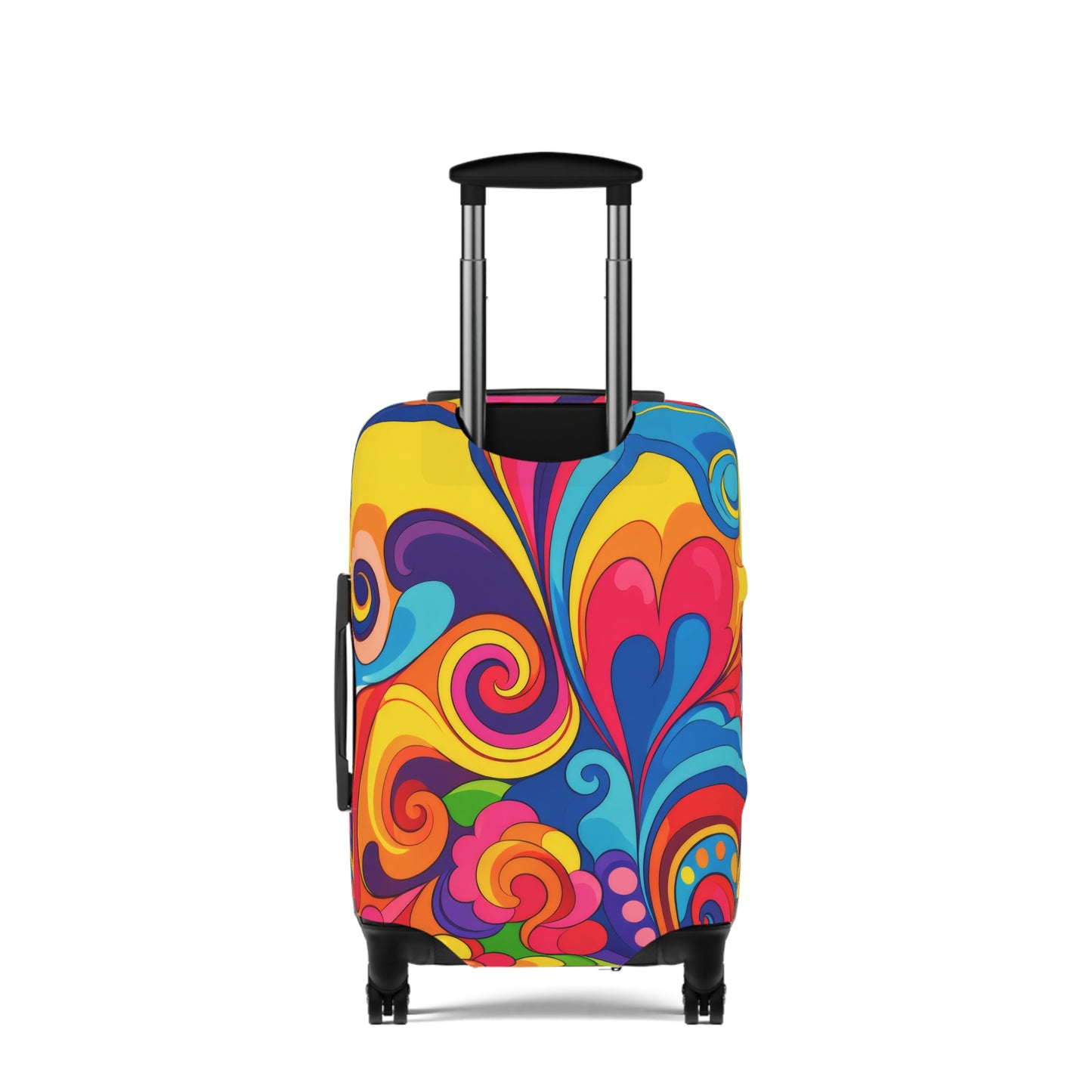 Psychedelic Swirl Luggage Cover — Colorful Retro Travel Protector