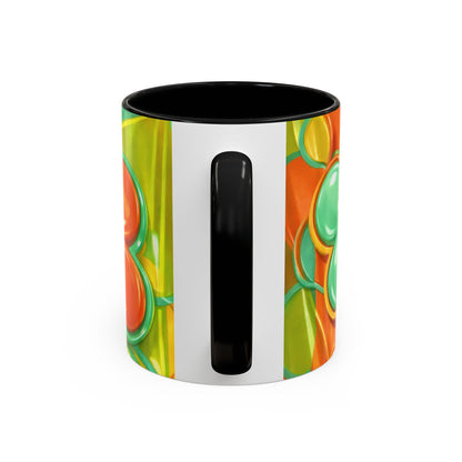 Retro Orange & Teal Flower Pattern Mug | Accent Coffee Mug