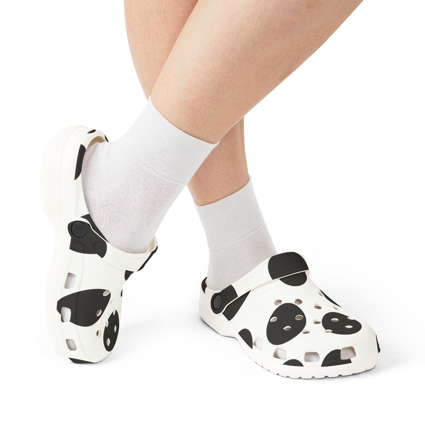 Black & White Leopard Print EVA Foam Clogs — Lightweight Slip-On Garden Shoes