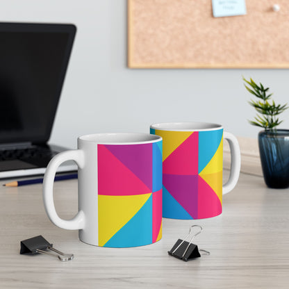 Colorblock Pinwheel Ceramic Mug | Bold Geometric Coffee Cup (11oz, 15oz)