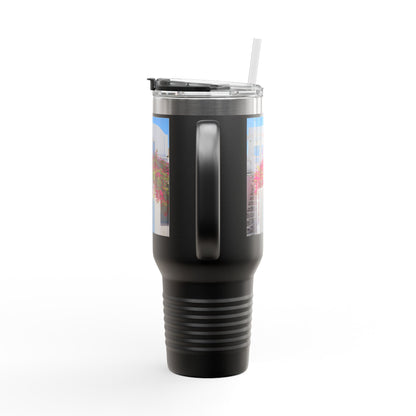 Santorini Blue Door Photo Travel Mug 40oz Insulated Tumbler