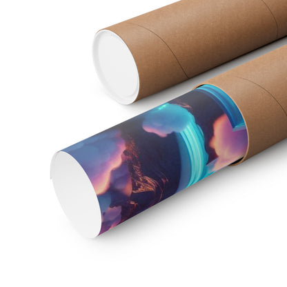 Dreamy Sunset Cloud City Matte Poster — Vertical Wall Art