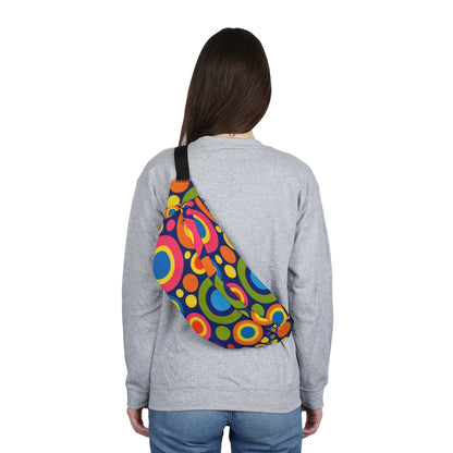 Retro Rainbow Circle Fanny Pack — Colorful 70s-Inspired Hip Bag for Festivals & Travel