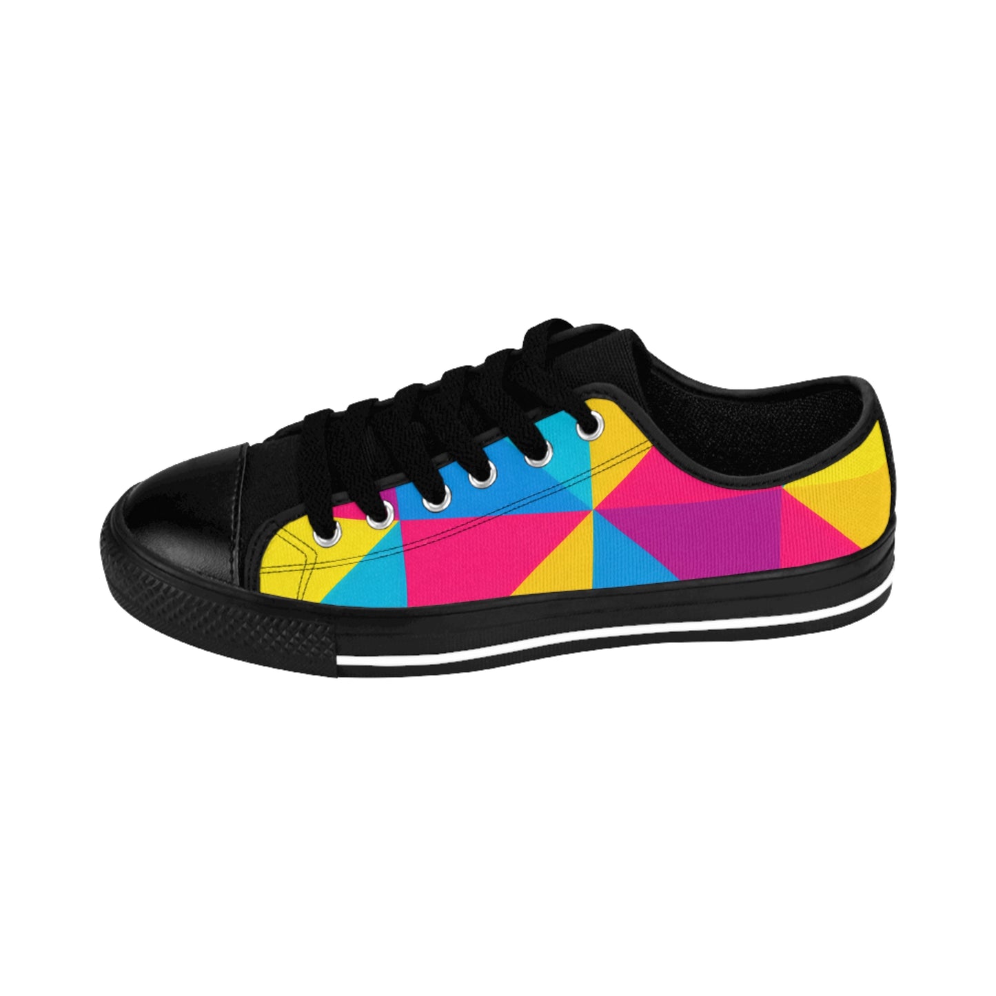 Women's Colorful Geometric Sneakers — Bright Triangle Print Low-Top Canvas Shoes