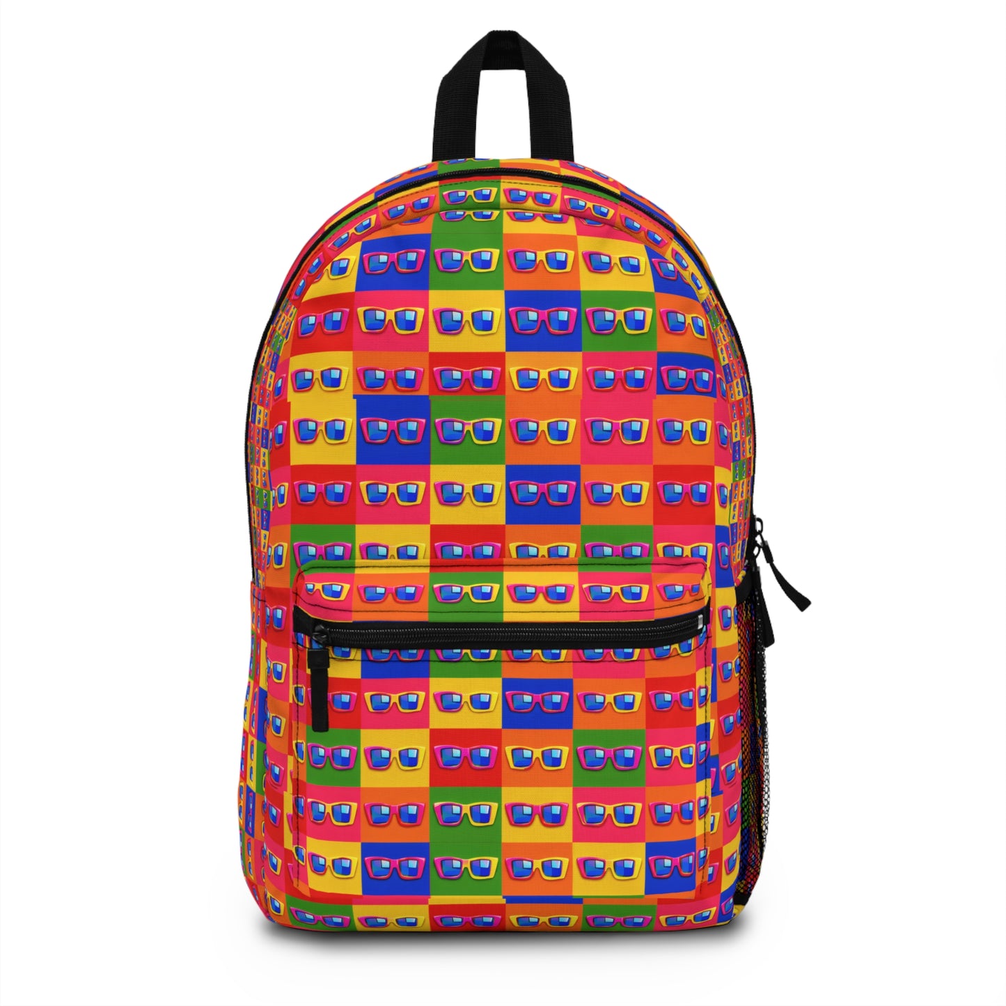 Colorful Retro Sunglasses Pattern Backpack – Pop Art Checkerboard Daypack