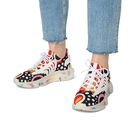 Mesh Sneakers — Bold Retro Pop Dot Print Athletic Shoes