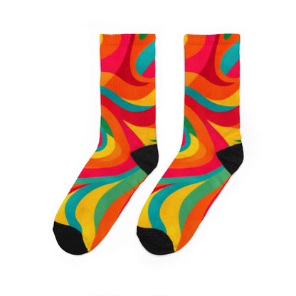 Psychedelic Swirl Crew Socks — Retro Colorful Patterned Socks