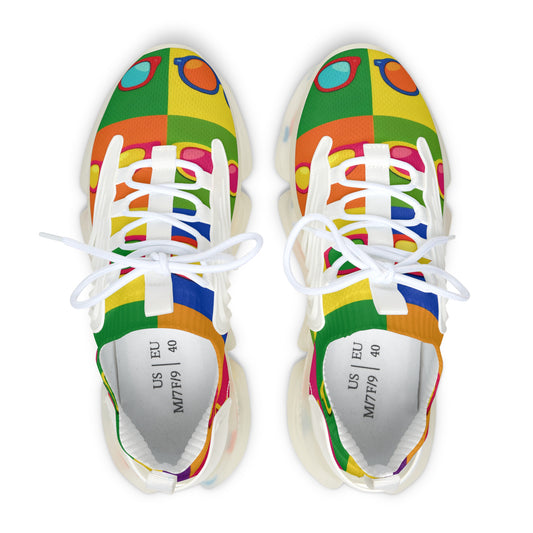 Colorful Pop Art Women's Mesh Sneakers — Retro Sunglasses Pattern