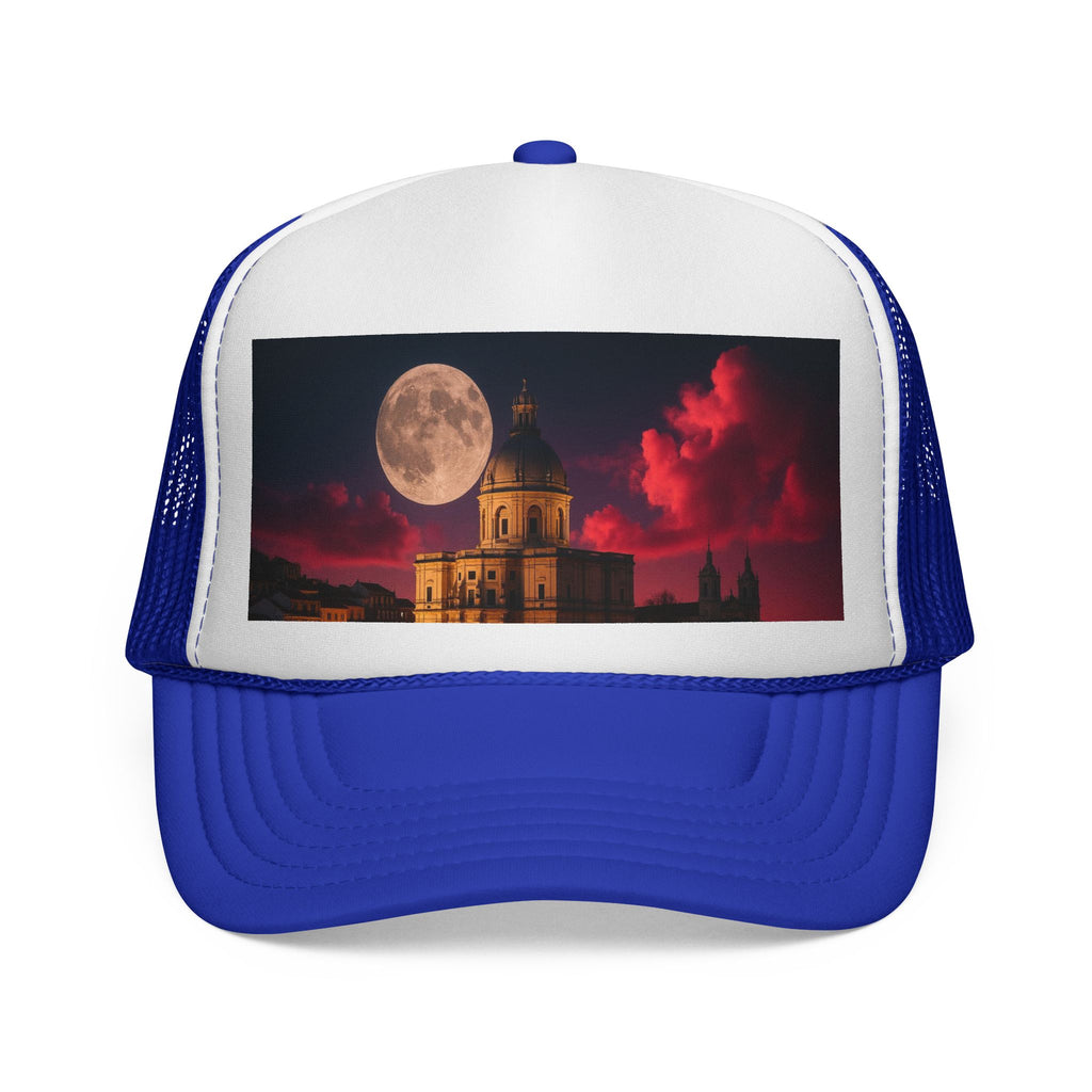Moonlit Castle Trucker Cap — Gothic Nightscape Hat
