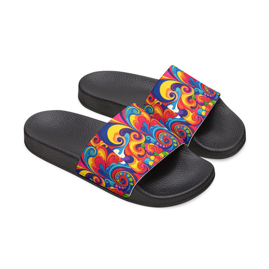 Colorful Swirl Slide Sandals — Removable-Strap Women's Summer Slides