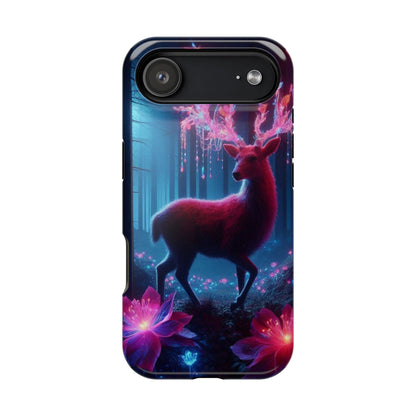 Magnetic Impact-Resistant Phone Case — Neon Fantasy Deer Forest Design