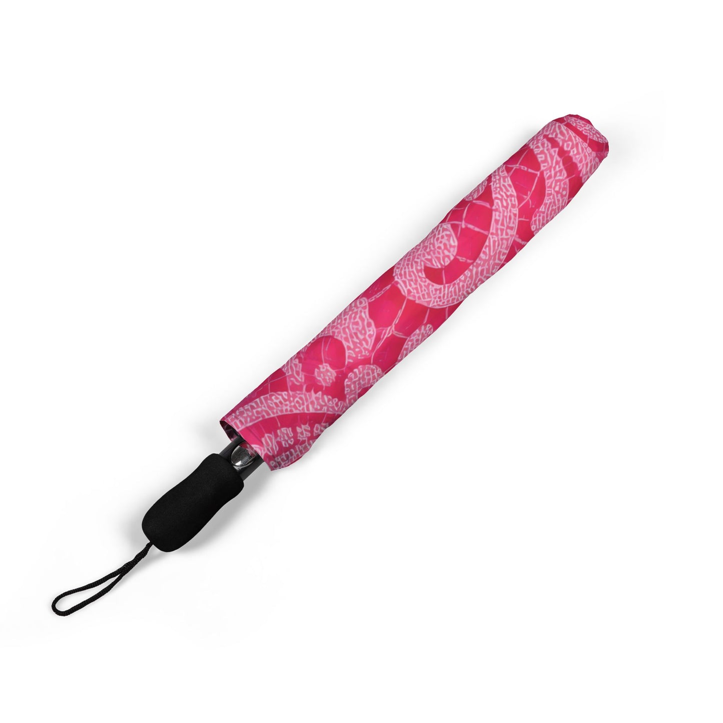 Pink Damask Foldable Umbrella — Compact Semi-Automatic Rain Parasol