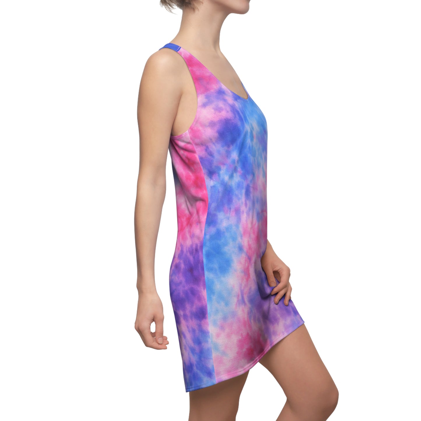 Tie-Dye Racerback Dress — Pink & Blue Cloud Print