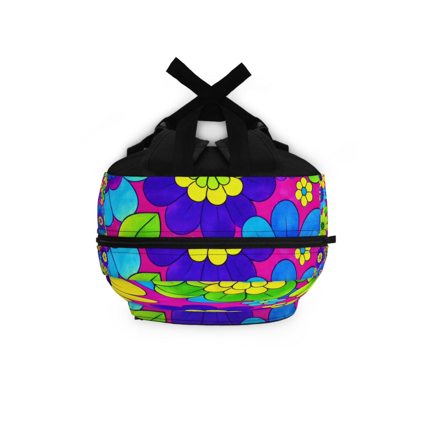 Retro Floral Backpack — 70s Psychedelic Flower Power School Bag