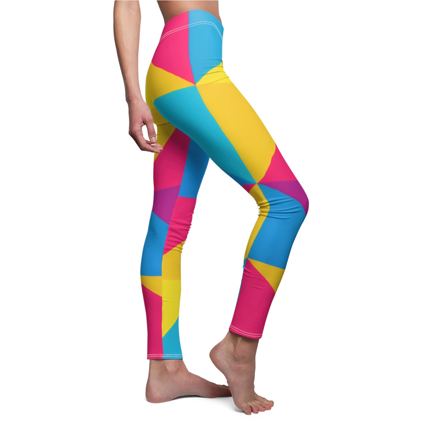 Colorburst Geometric Leggings — Bright Pinwheel Print All-Over