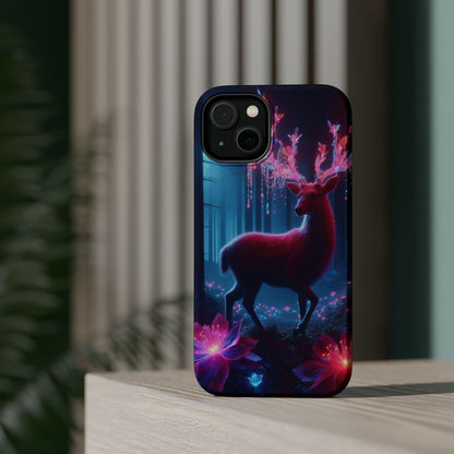 Magnetic Impact-Resistant Phone Case — Neon Fantasy Deer Forest Design