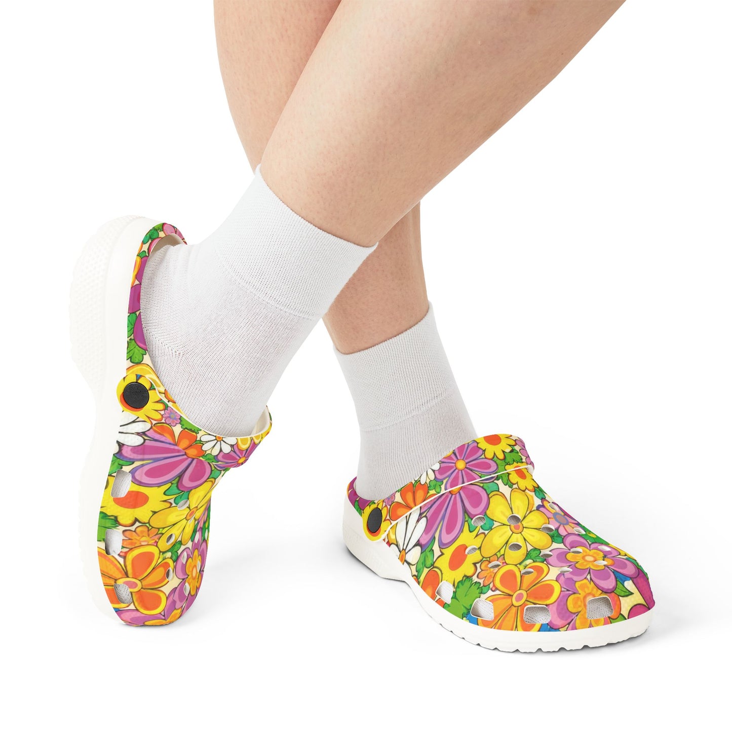 Floral Garden Foam Clogs — Colorful EVA Slip-On Shoes