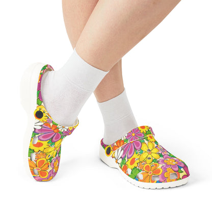 Floral Garden Foam Clogs — Colorful EVA Slip-On Shoes
