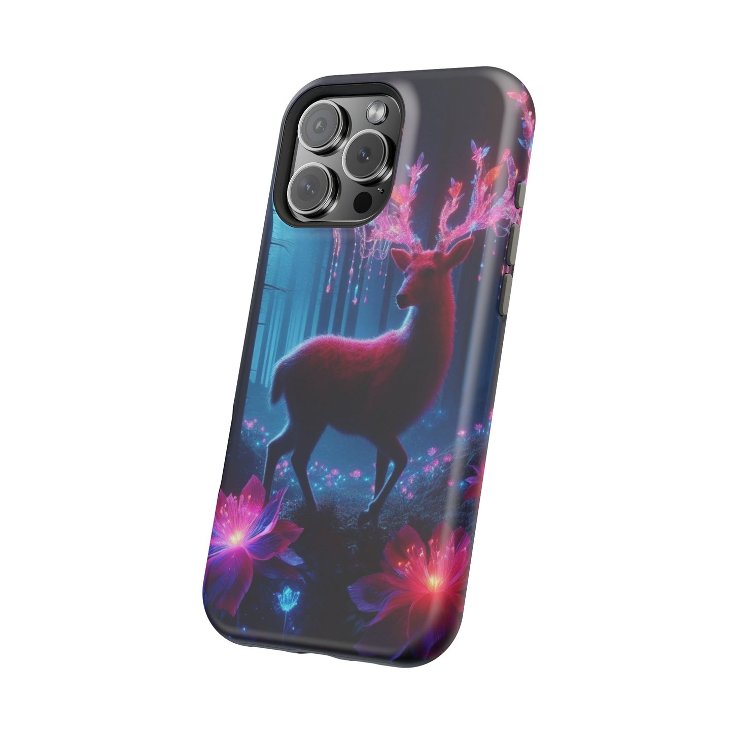 Magnetic Impact-Resistant Phone Case — Neon Fantasy Deer Forest Design