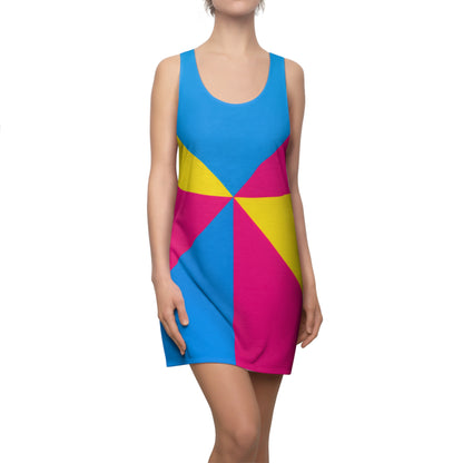 Colorblock Pinwheel Racerback Dress — Bright Geometric Sundress