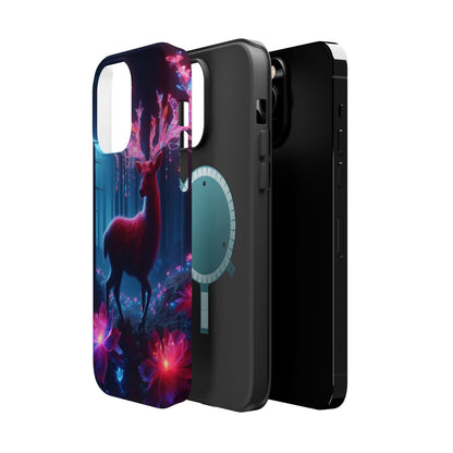 Magnetic Impact-Resistant Phone Case — Neon Fantasy Deer Forest Design