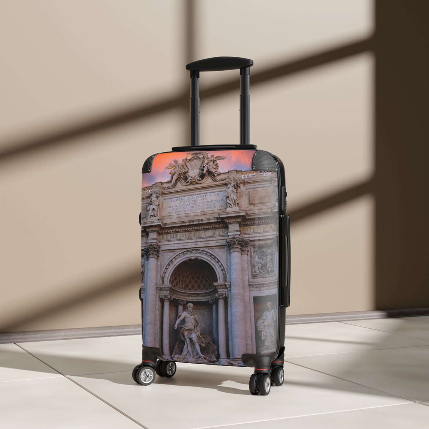 Trevi Fountain Illustration Suitcase — Rome Travel Landmark Luggage