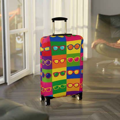 Colorful Sunglasses Pop Luggage Cover — Bright Retro Travel Protector