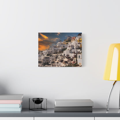 Santorini Sunset Canvas Art, Oia Greece Architecture Wall Decor, Greek Island Sunset