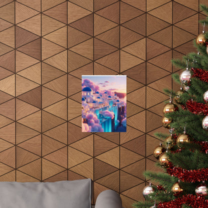 Dreamy Sunset Cloud City Matte Poster — Vertical Wall Art