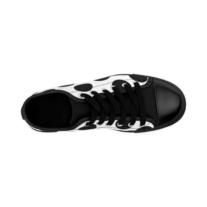 Polka Dot Canvas Sneakers — Black & White Retro Women's Shoes