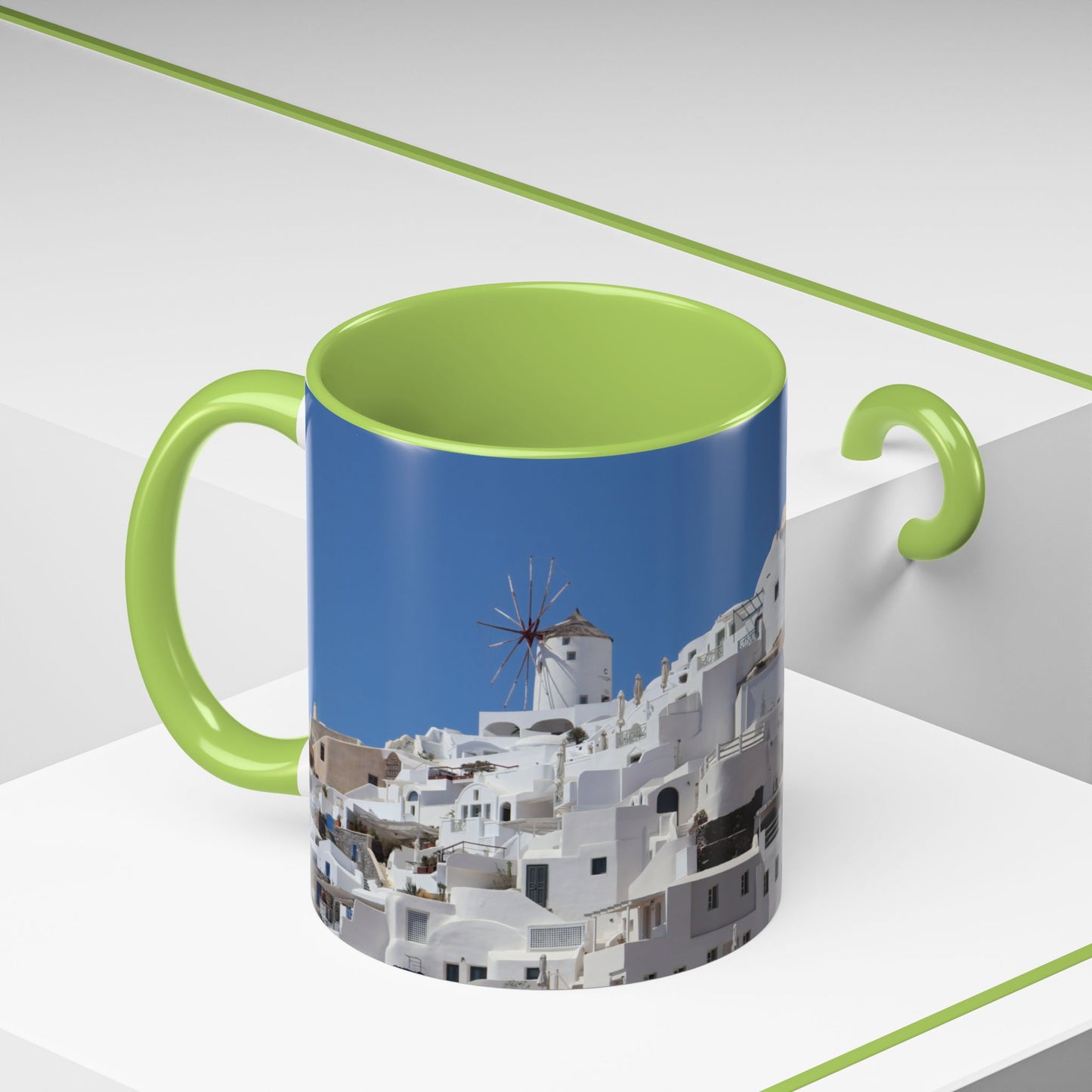 Santorini White Houses Coffee Mug | Greece Travel Scene Accent Mug