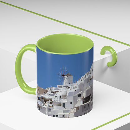 Santorini White Houses Coffee Mug | Greece Travel Scene Accent Mug