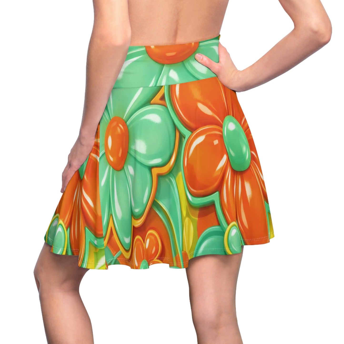 Vibrant 60s Mod Psychedelic Floral Skater Skirt — Retro Space Age