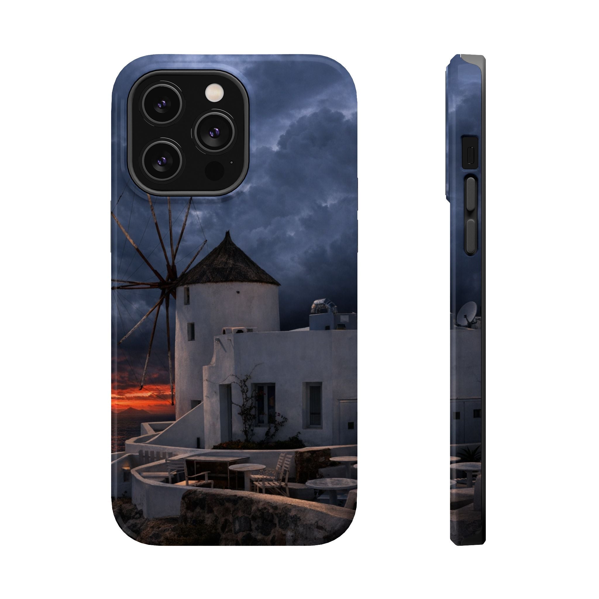 Santorini Windmill Sunset phone case | Magnetic impact-resistant case Greek Island Travel Gift