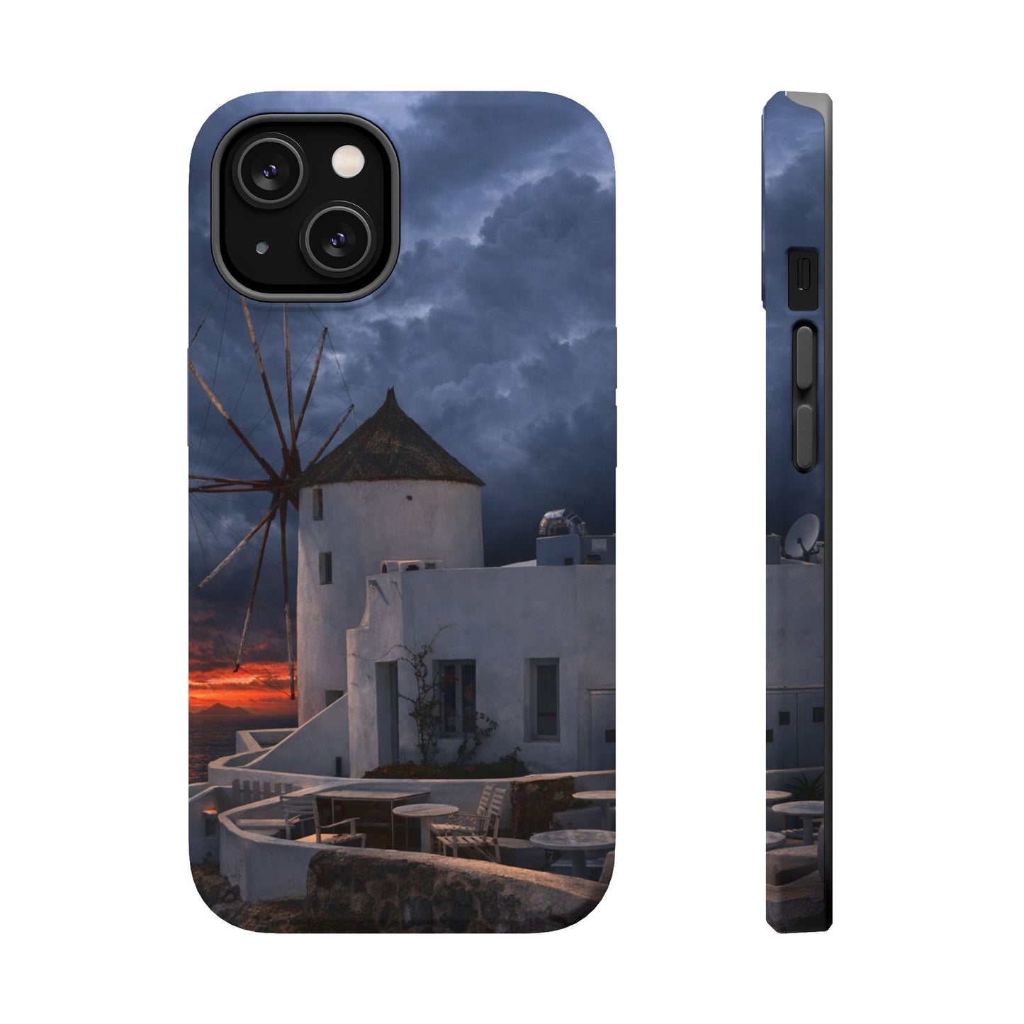Santorini Windmill Sunset phone case | Magnetic impact-resistant case Greek Island Travel Gift