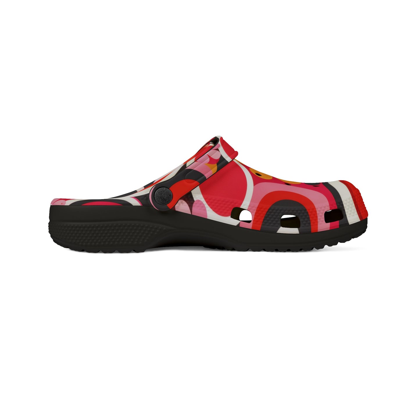 Red Retro Circles EVA Clogs – Floral Pop Garden Slip-On Shoes