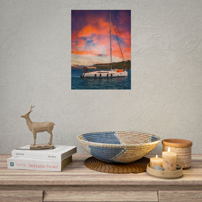 Sailboat Sunset Rolled Poster | Nautical Wall Art, Marina Sunset Print
