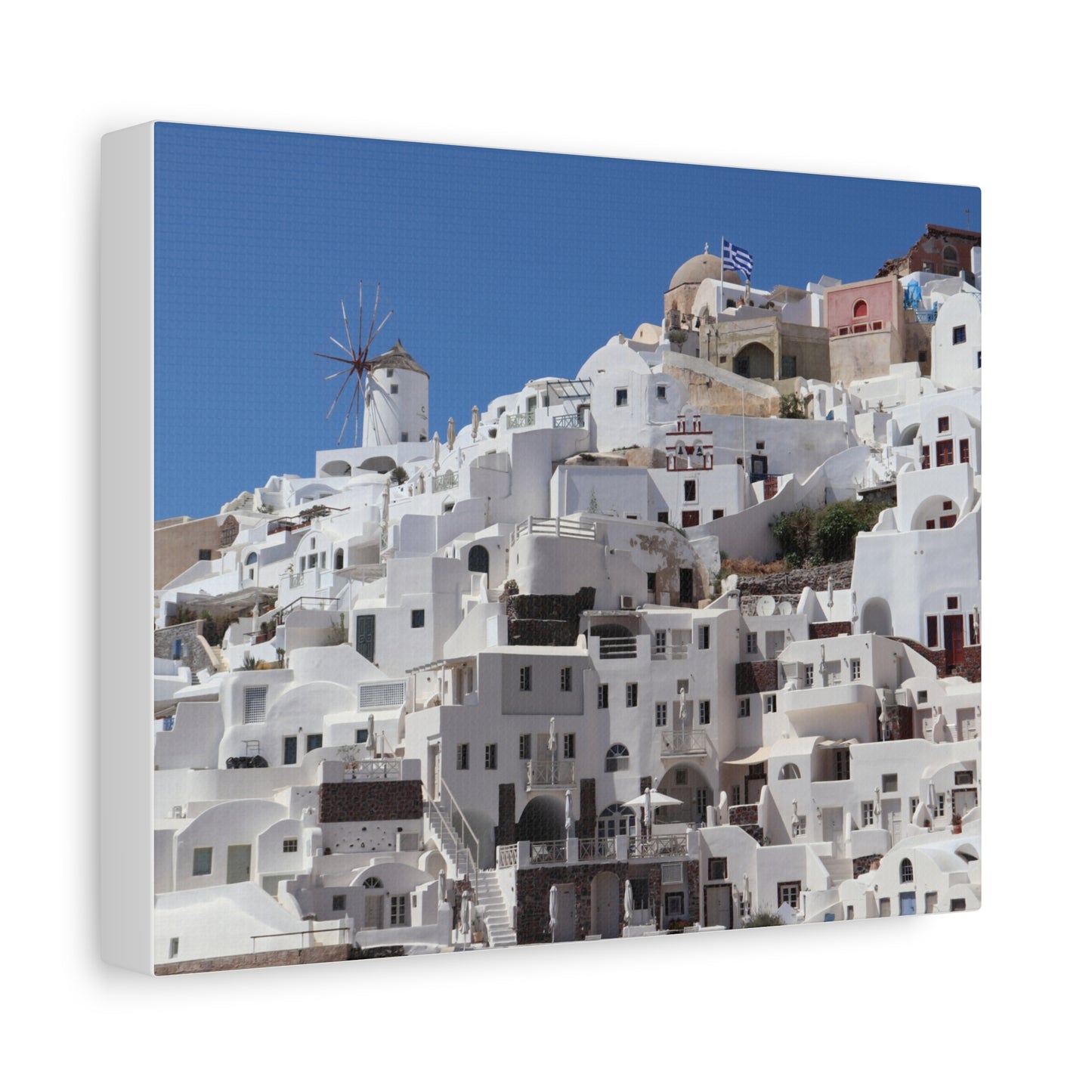 Oia Santorini White Houses Canvas — Matte Stretched Greek Island Wall Art