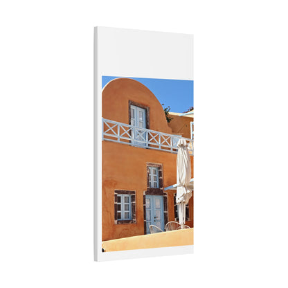 Oia Santorini Orange Facade Canvas — Mediterranean Terracotta Matte Wall Art