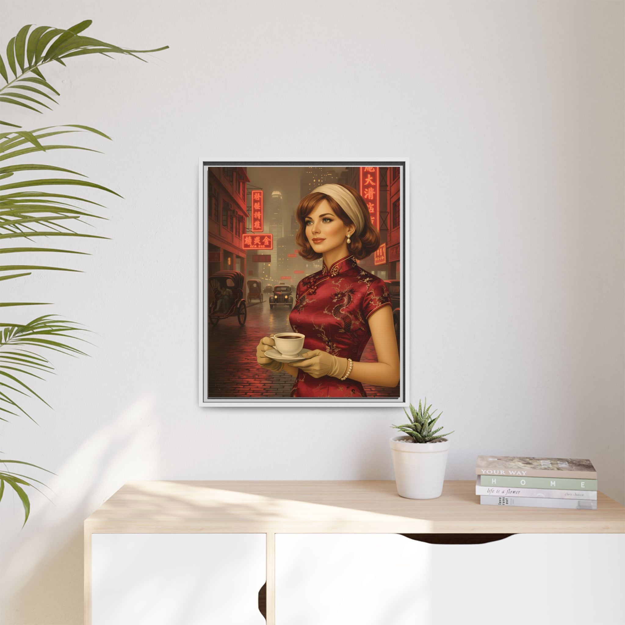 The Dragon Lady of Hong Kong Framed Canvas