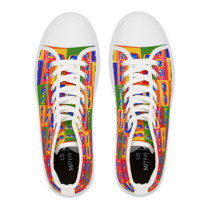 Retro Pop Sunglasses High-Top Sneakers — Colorful Patterned Women's Shoes