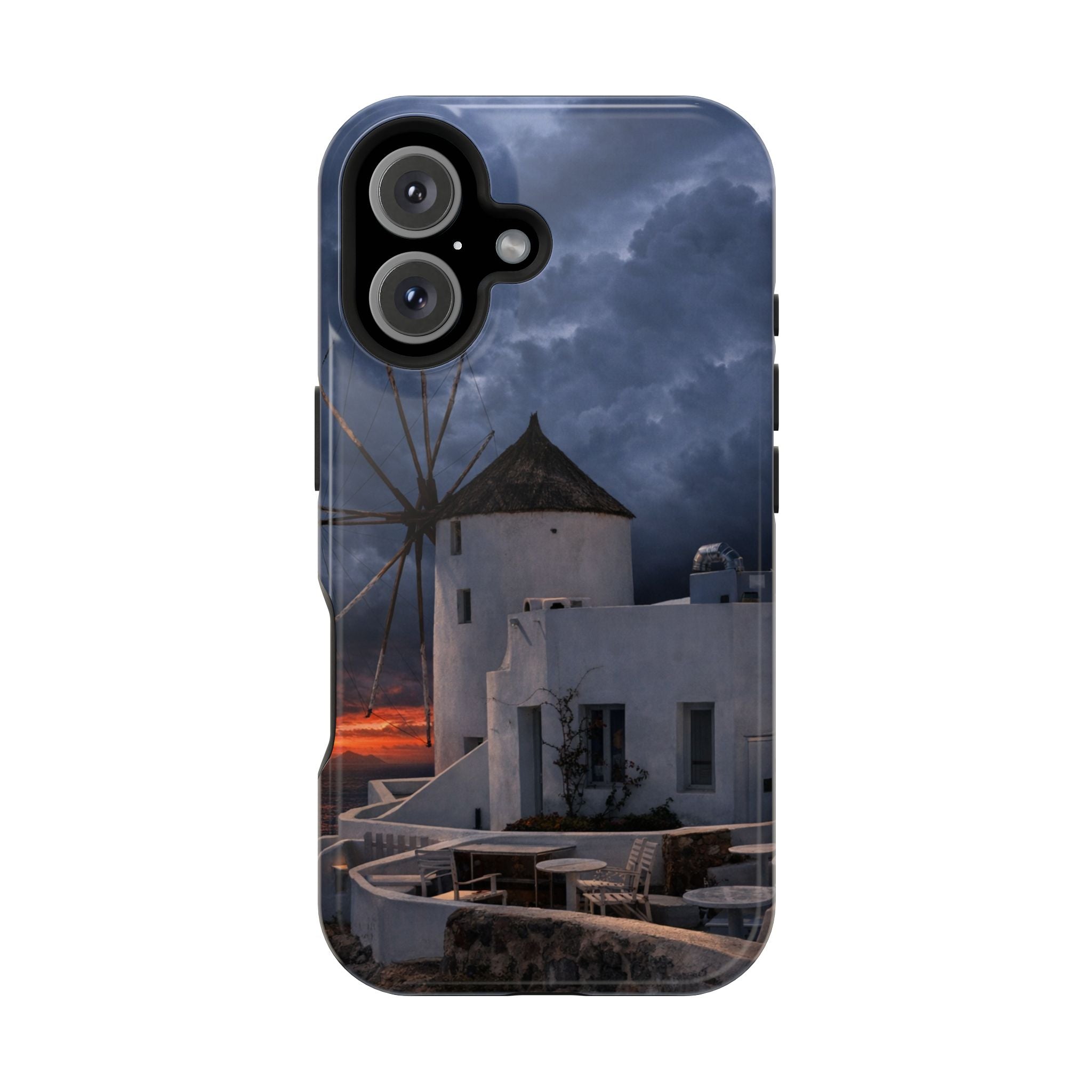 Santorini Windmill Sunset phone case | Magnetic impact-resistant case Greek Island Travel Gift