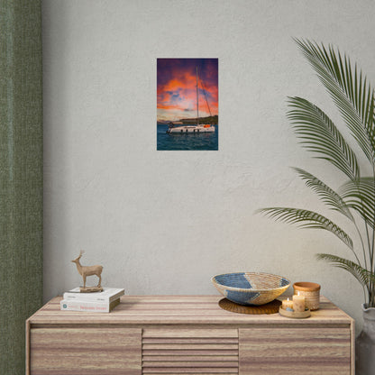 Sailboat Sunset Rolled Poster | Nautical Wall Art, Marina Sunset Print