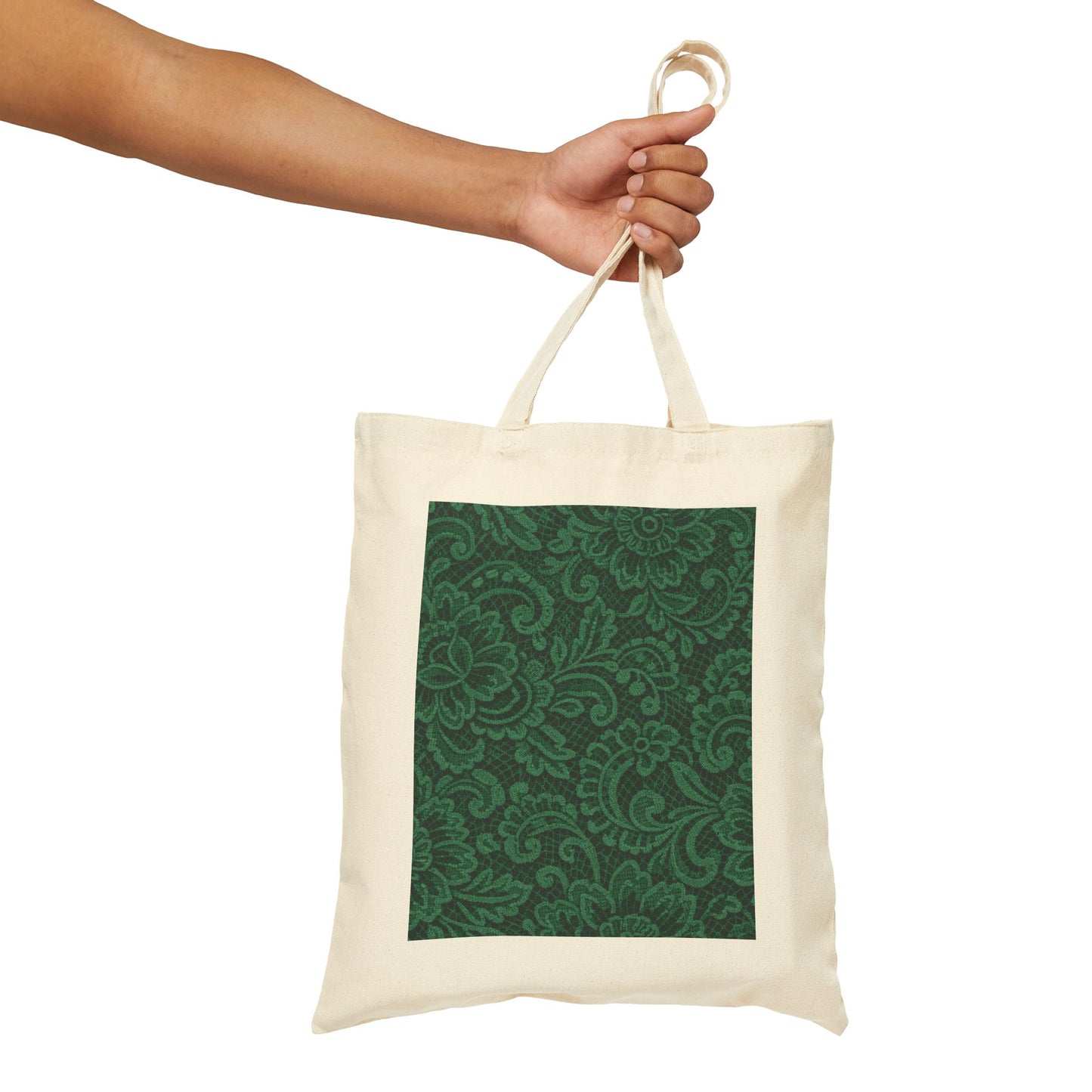 Green Paisley Canvas Tote Bag